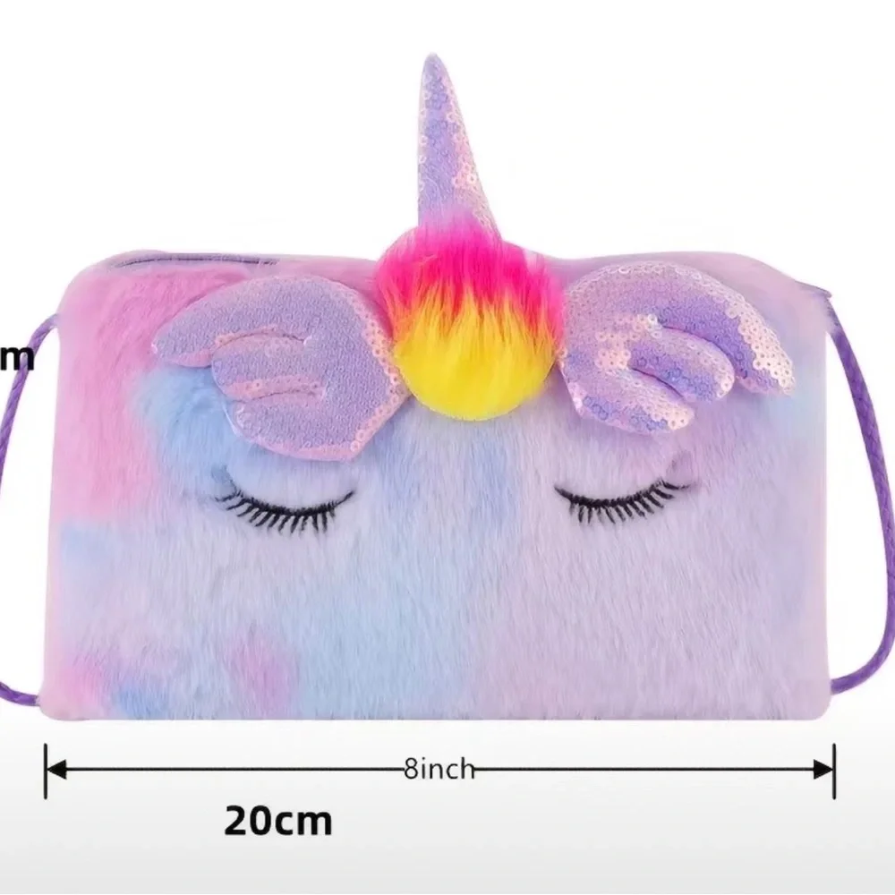 Girls sequin plush unicorn purse. New